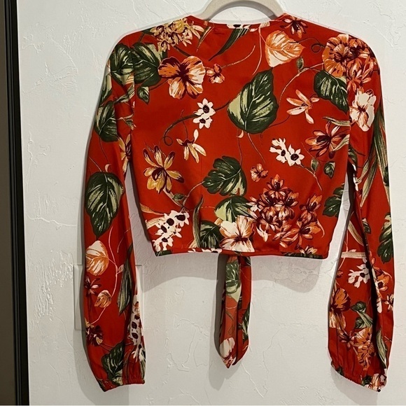 American Rag Tropical Print Tie Front Crop Top XS - Picture 3 of 13